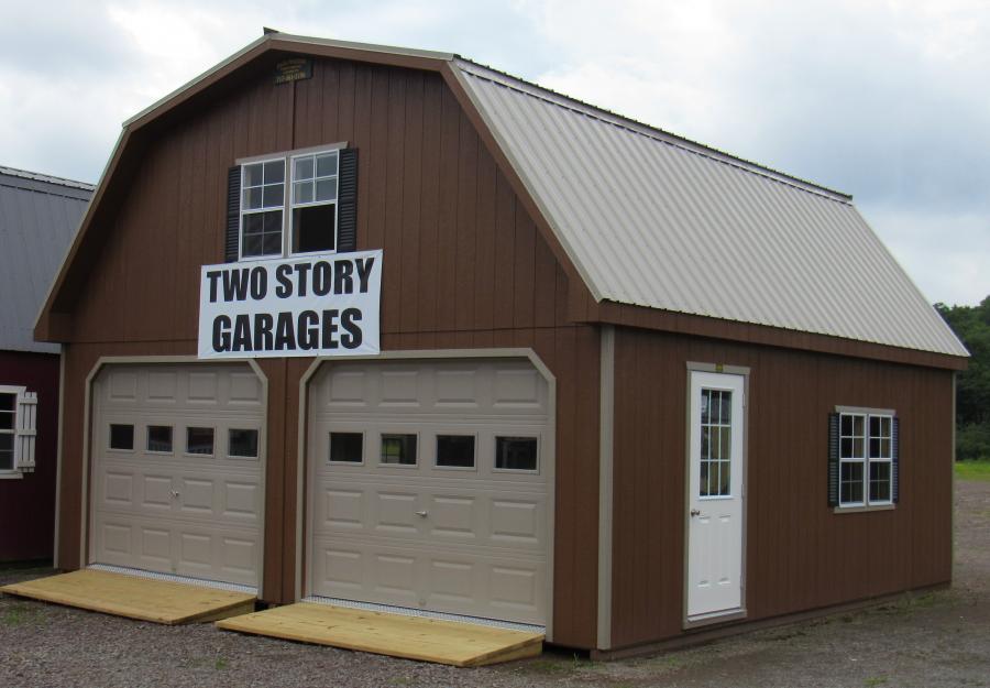 2-Story Double Wide Garage Wood Amish Backyard Structures, 55% OFF